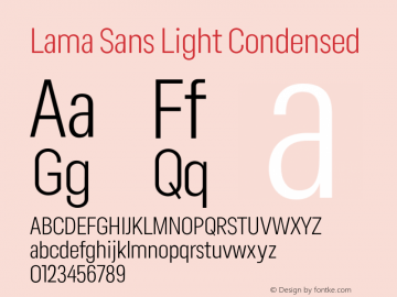 Lama Sans Light Condensed Version 1.000;hotconv 1.0.109;makeotfexe 2.5.65596图片样张
