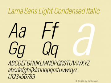 Lama Sans Light Condensed Italic Version 1.000图片样张