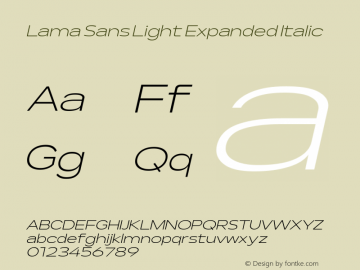Lama Sans Light Expanded Italic Version 1.000图片样张