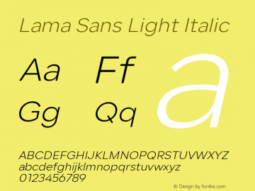Lama Sans Light Italic Version 1.000图片样张