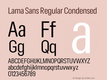 Lama Sans Regular Condensed Version 1.000;hotconv 1.0.109;makeotfexe 2.5.65596图片样张