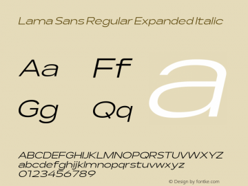 Lama Sans Regular Expanded Italic Version 1.000图片样张