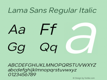 Lama Sans Regular Italic Version 1.000图片样张
