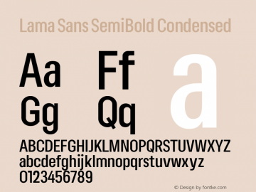 Lama Sans SemiBold Condensed Version 1.000图片样张