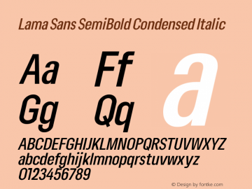 Lama Sans SemiBold Condensed Italic Version 1.000图片样张
