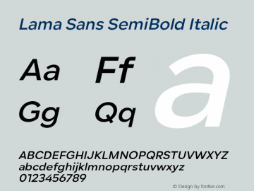 Lama Sans SemiBold Italic Version 1.000;hotconv 1.0.109;makeotfexe 2.5.65596图片样张
