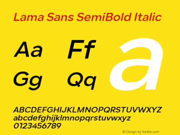 Lama Sans SemiBold Italic Version 1.000图片样张