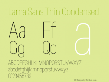 Lama Sans Thin Condensed Version 1.000图片样张