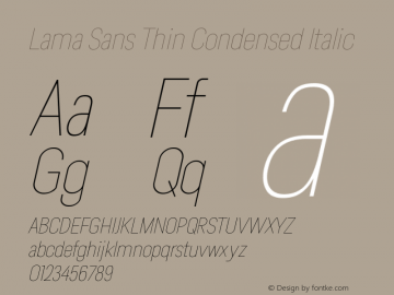 Lama Sans Thin Condensed Italic Version 1.000图片样张