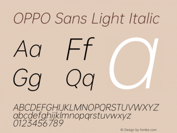 OPPO Sans Light Italic Version 19.137;hotconv 1.0.109;makeotfexe 2.5.65596图片样张