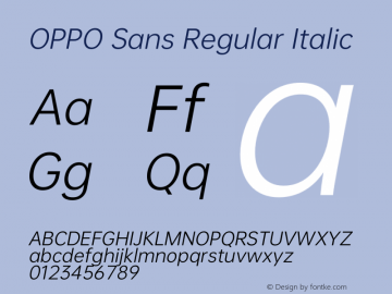 OPPO Sans Regular Italic Version 19.137;hotconv 1.0.109;makeotfexe 2.5.65596图片样张