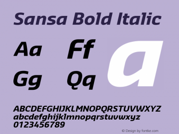 Sansa Bold Italic Version 2.002图片样张