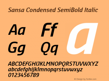 Sansa Condensed SemiBold Italic Version 2.002图片样张