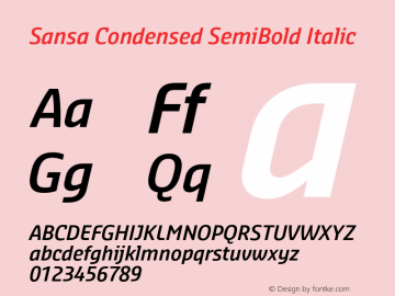 SansaCondensed-SemiBoldItalic Version 2.002图片样张