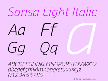 Sansa-LightItalic Version 2.002图片样张