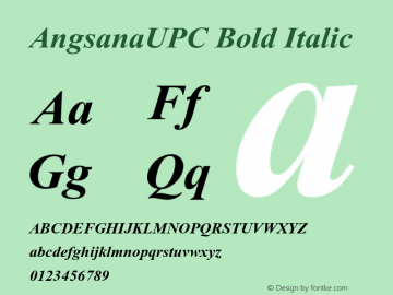 AngsanaUPC Bold Italic Version 2.20 Font Sample