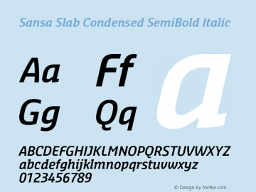 SansaSlabCondensed-SemiBoldItalic Version 3.001图片样张