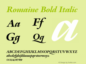 Romaine Bold Italic Version 1.001图片样张