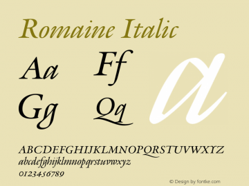 Romaine Regular Italic Version 1.001图片样张