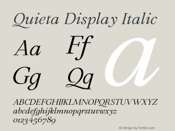 Quieta Display Italic Version 1.000;hotconv 1.0.109;makeotfexe 2.5.65596图片样张