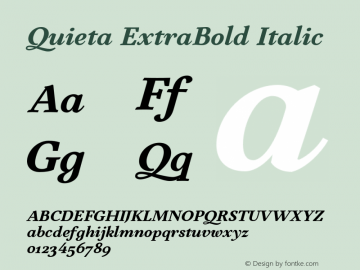 Quieta ExtraBold Italic Version 1.000;hotconv 1.0.109;makeotfexe 2.5.65596图片样张