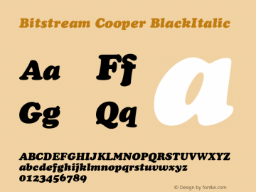 Bitstream Cooper Black Italic Version 003.001图片样张