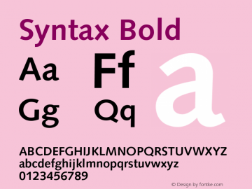 Syntax Bold Version 001.001 Font Sample