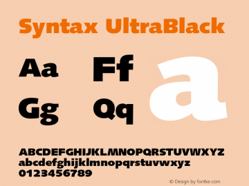 Syntax UltraBlack Version 001.001 Font Sample