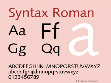 Syntax Roman Version 001.001 Font Sample