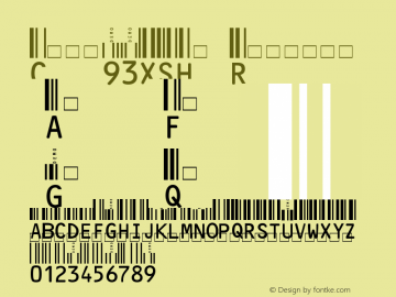 Code93XSHr Regular Version 1.00 April 7, 2005, initial release Font Sample