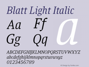 Blatt Light Italic Version 1.003图片样张