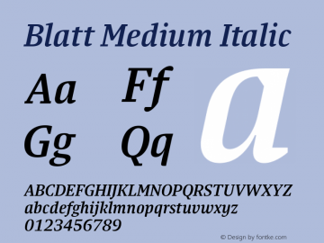 Blatt Medium Italic Version 1.003图片样张