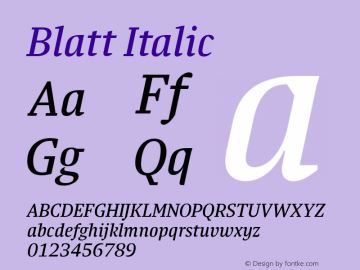 Blatt Normal Italic Version 1.003图片样张