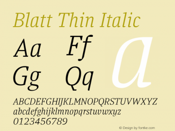 Blatt Thin Italic Version 1.003图片样张