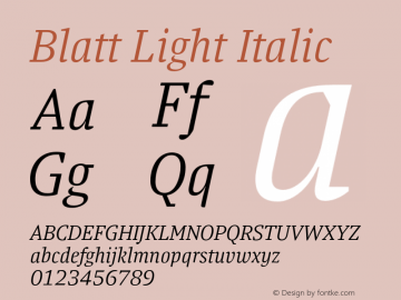 Blatt-LightItalic Version 1.003图片样张