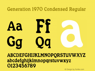 Generation 1970 Condensed Version 1.00;April 29, 2022;FontCreator 13.0.0.2630 64-bit图片样张