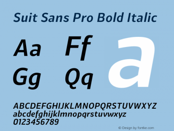 Suit Sans Pro Bold Italic Version 1.000图片样张