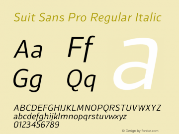 Suit Sans Pro Italic Version 1.000图片样张