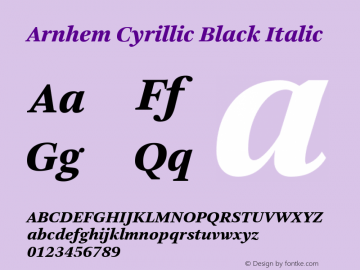 Arnhem Cyrillic Black Italic Version 1.001图片样张