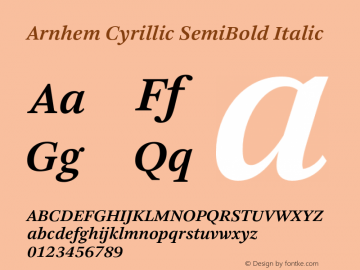 Arnhem Cyrillic SemiBold Italic Version 1.001图片样张