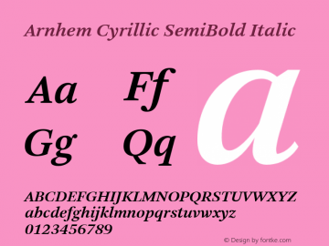 Arnhem Cyrillic SemiBold Italic Version 1.001图片样张