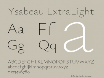 Ysabeau ExtraLight Version 1.000;FEAKit 1.0图片样张