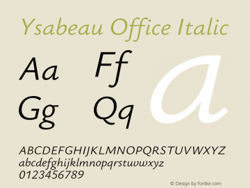 Ysabeau Office Italic Version 1.000;FEAKit 1.0图片样张