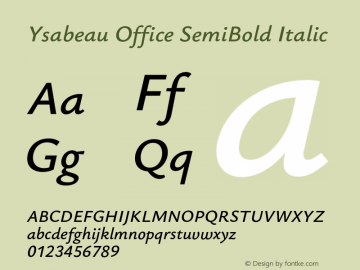 Ysabeau Office SemiBold Italic Version 1.000;FEAKit 1.0图片样张