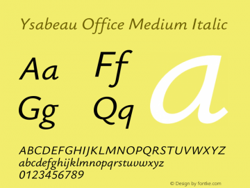 Ysabeau Office Medium Italic Version 1.000;FEAKit 1.0图片样张