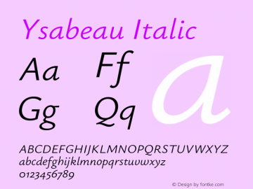 Ysabeau Italic Version 1.000;FEAKit 1.0图片样张