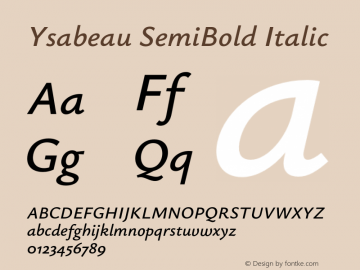 Ysabeau SemiBold Italic Version 1.000;FEAKit 1.0图片样张