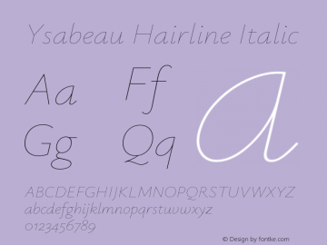 Ysabeau Hairline Italic Version 1.000图片样张