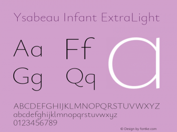 Ysabeau Infant ExtraLight Version 1.000图片样张