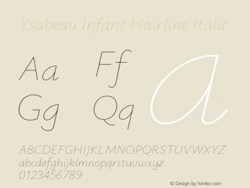 Ysabeau Infant Hairline Italic Version 1.000图片样张